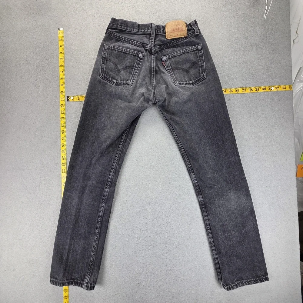 Vintage Levis 501 Jeans Mens Black Regular Straight Made In USA Fits 24x30 - Picture 2 of 16
